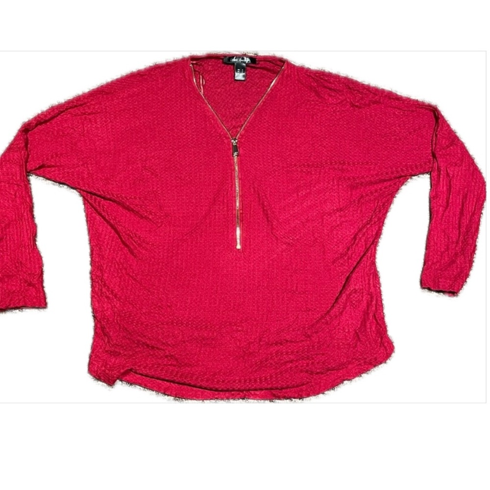 NEW urban heritage Red thermal loose blouse with zipper